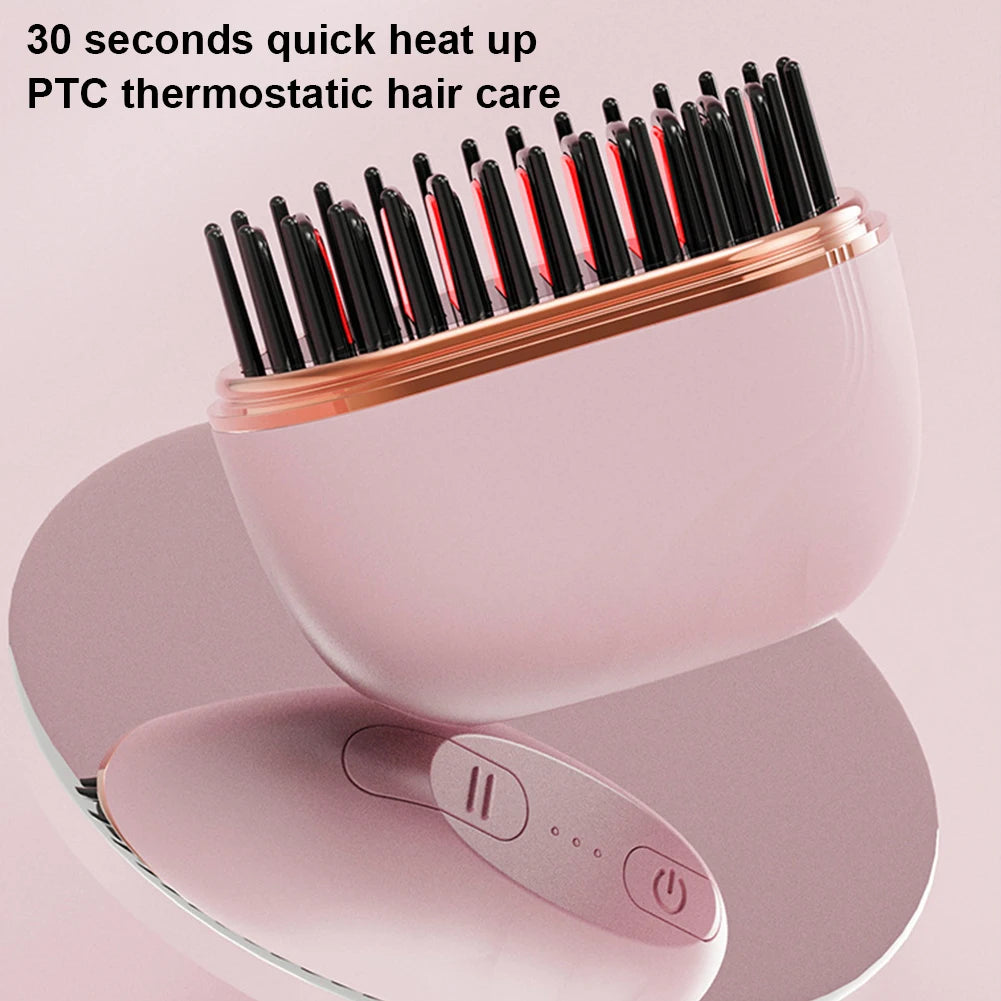 Brosse lissante chauffante sans fil – Mini lisseur portable ionique, 3 températures