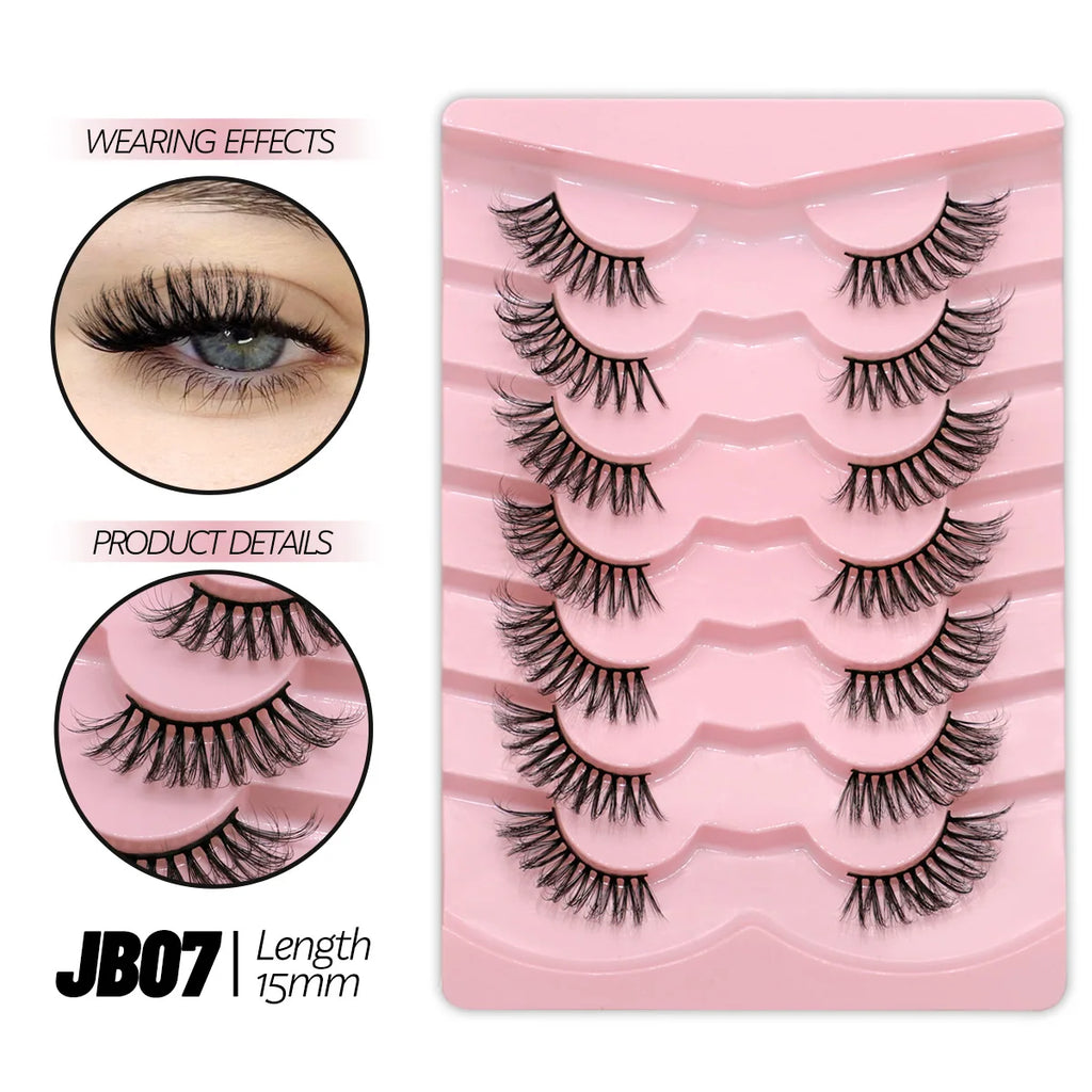 Demi-faux cils effet naturel – Bande transparente, regard allongé, style mink léger