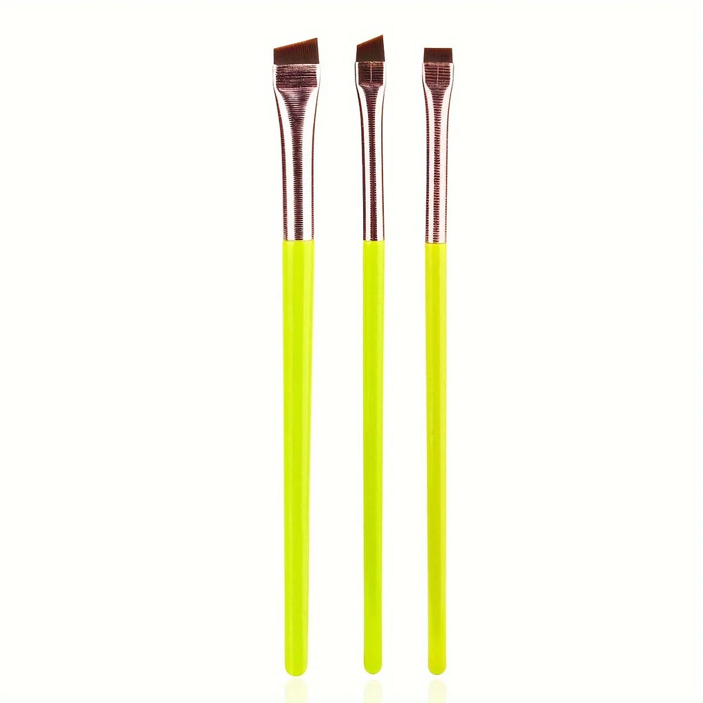Set de 3 pinceaux maquillage précision – Eyeliner & sourcils biseautés