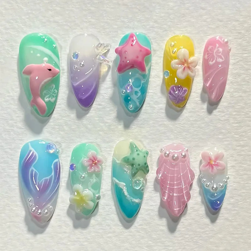 Faux ongles press-on 3D design – Capsules ongulaires effet relief, plusieurs styles