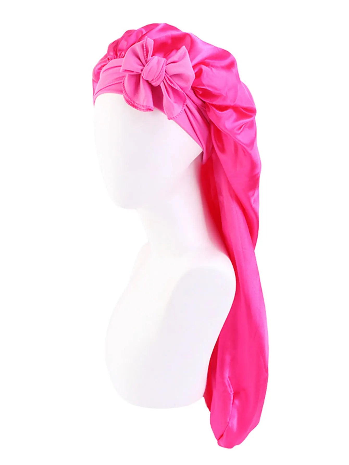 Bonnet satin long en soie – Protection cheveux bouclés, crépus & naturels (XL)