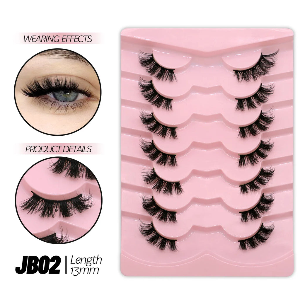 Demi-faux cils effet naturel – Bande transparente, regard allongé, style mink léger