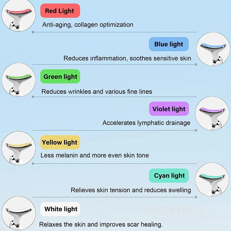 Appareil massage visage & cou LED – Lifting, anti-âge et raffermissement