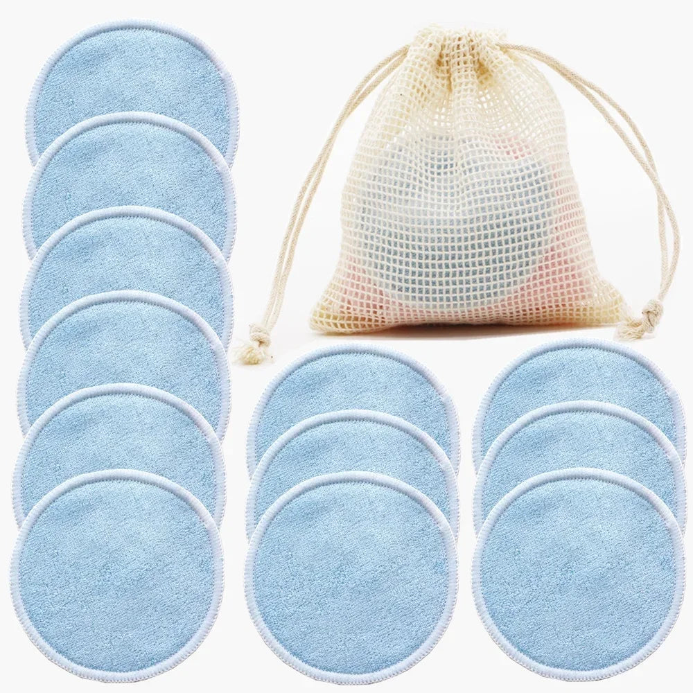 Cotons démaquillants réutilisables en bambou – Lot de 12 disques lavables doux pour la peau