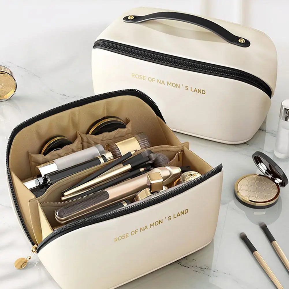 Trousse de maquillage rigide élégante – Organisateur beauté premium avec compartiments & poignée