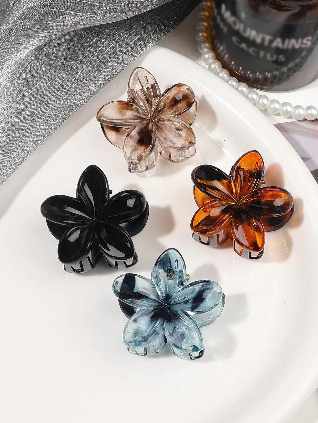 Lot de 4 pinces crabes fleurs multicolores – Accessoires cheveux antidérapants femme & fille