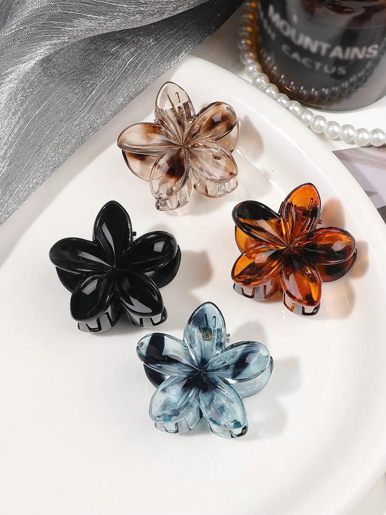 Lot de 4 pinces crabes fleurs multicolores – Accessoires cheveux antidérapants femme & fille