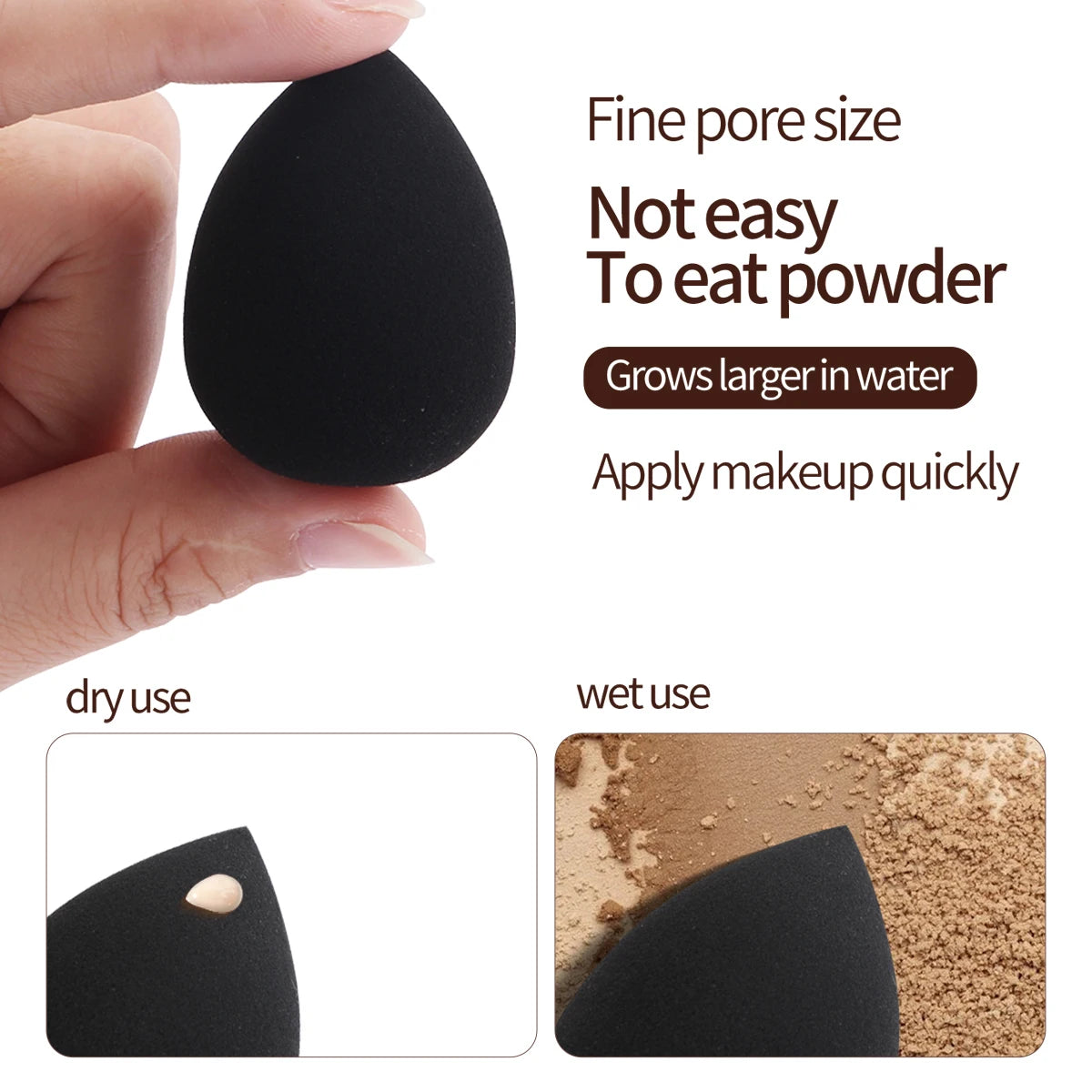 Set pinceaux maquillage MAANGE avec houppettes – Fond de teint, Contour & Poudre