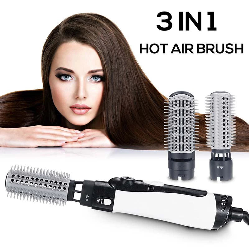 Brosse soufflante 3-en-1 ionique – Sèche-cheveux brosse volumisante lissante et bouclante