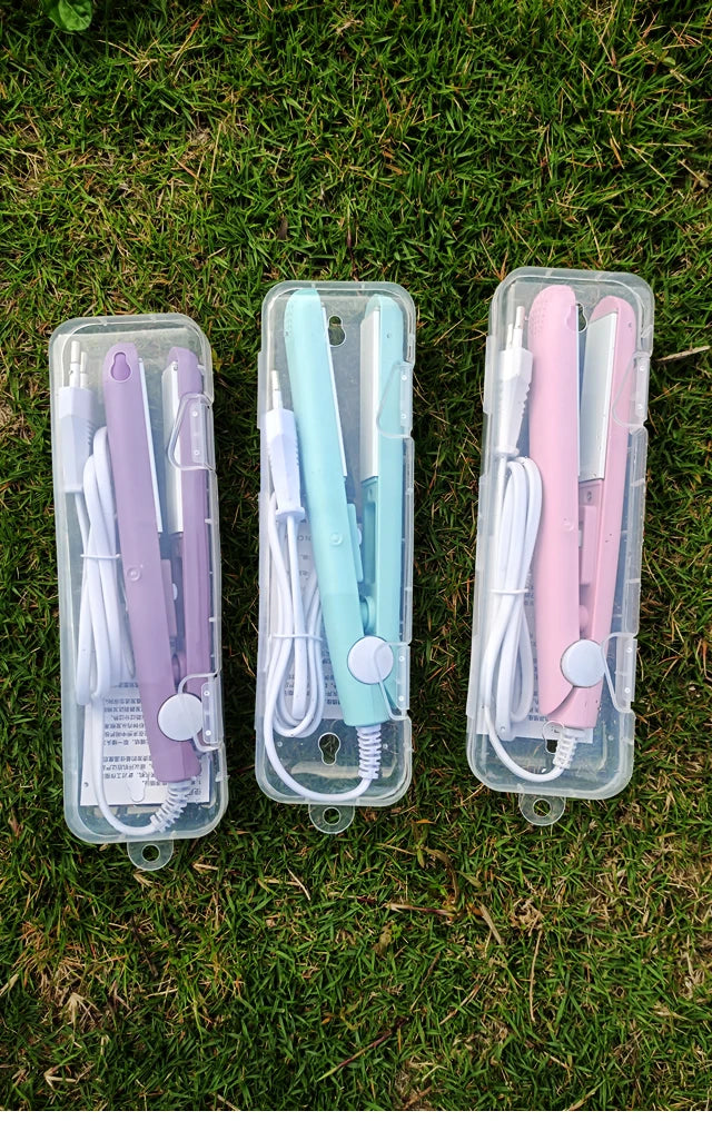 Mini fer à lisser & boucler 2-en-1 – Lisseur céramique compact, fer à friser portable