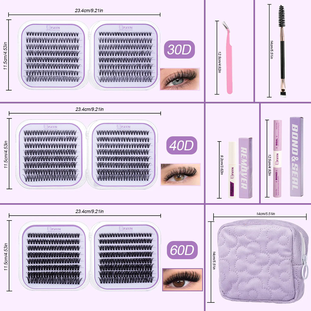 Kit extensions de cils DIY – Effet naturel 8 à 18 mm avec colle, scellant et remover