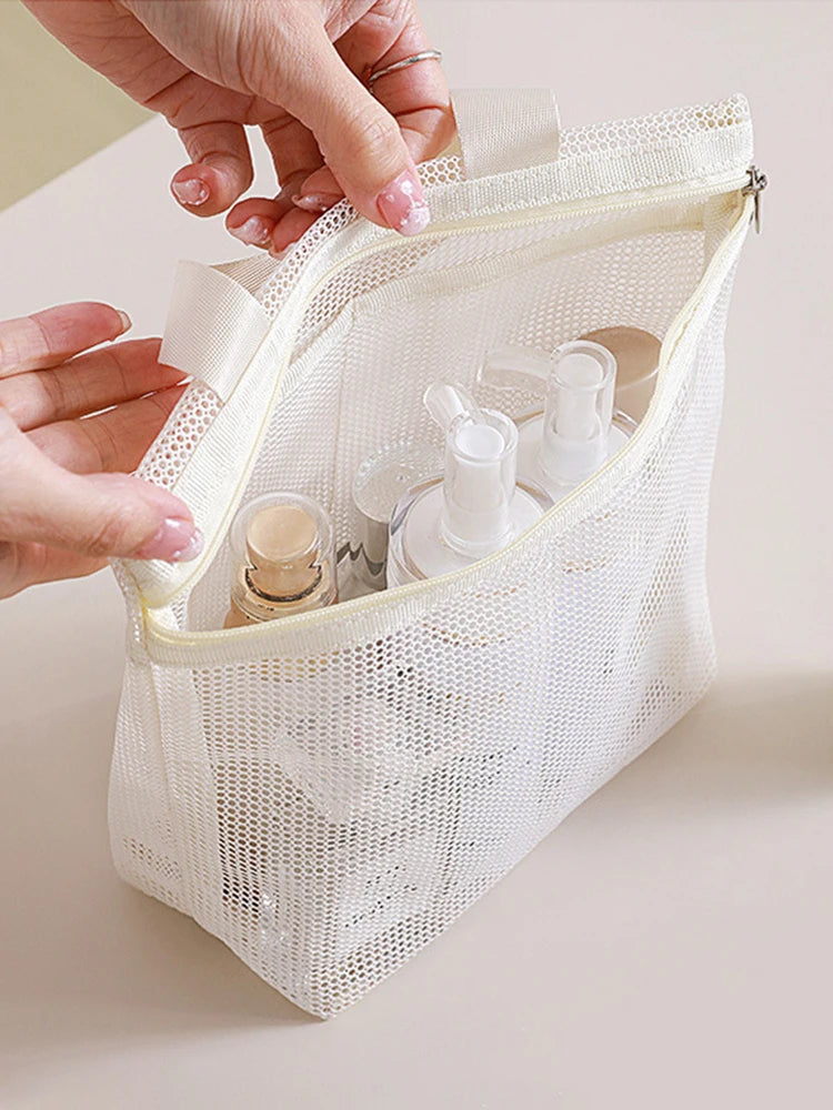Trousse de toilette en mesh – Sac de rangement maquillage & voyage respirant