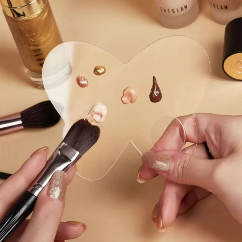 Palette de mélange maquillage en acrylique avec spatule – Fond de teint, fards & pigments