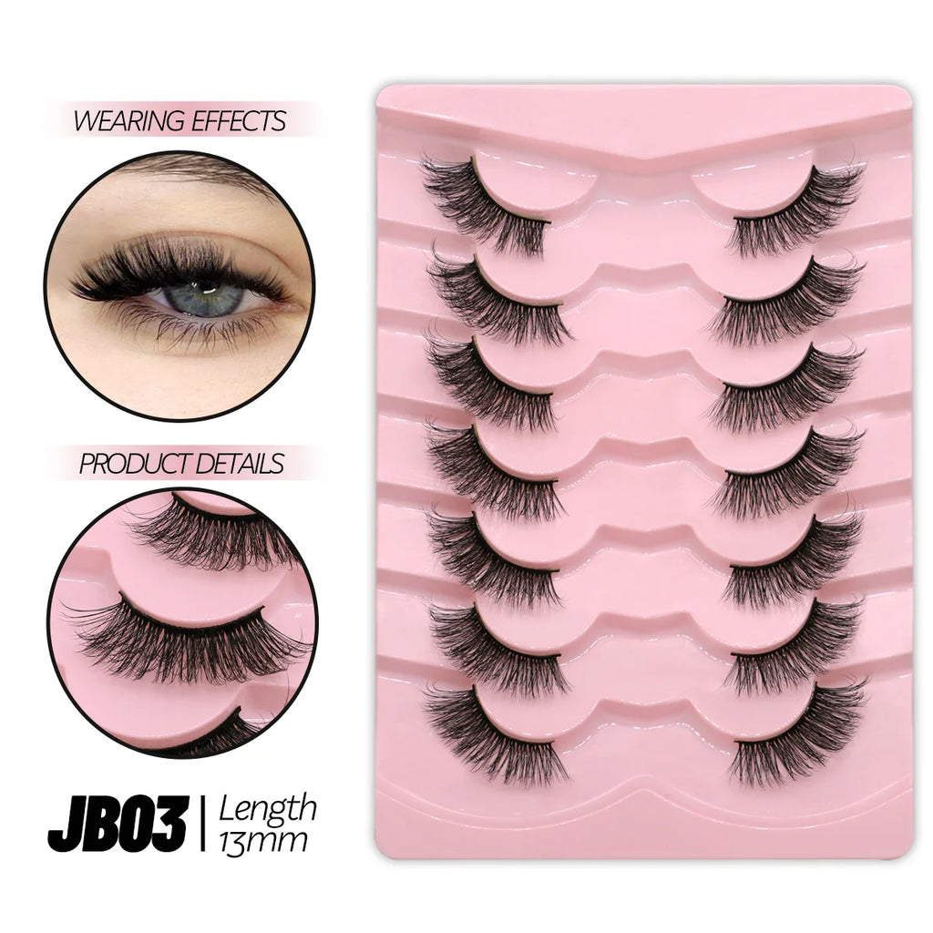 Demi-faux cils effet naturel – Bande transparente, regard allongé, style mink léger