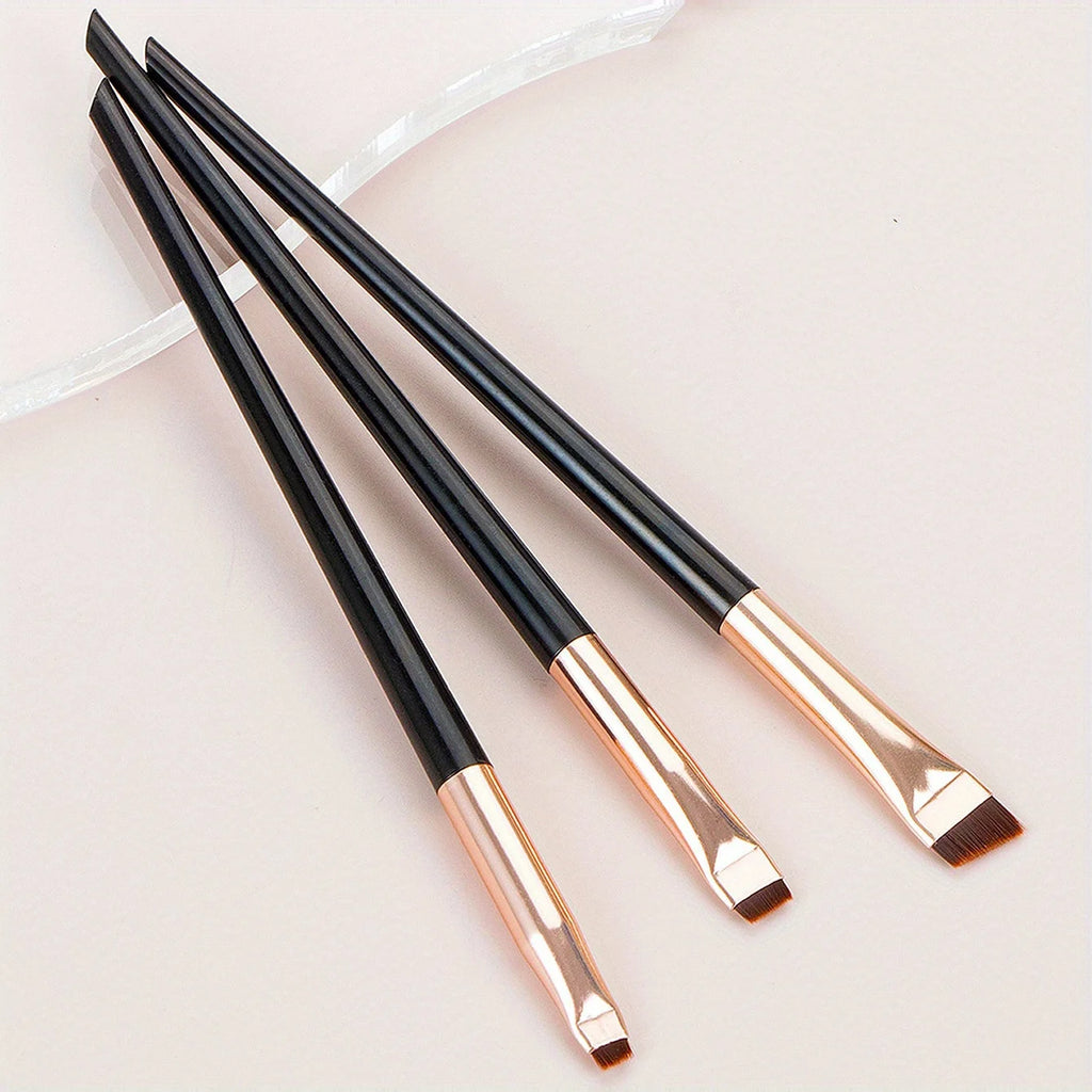 Set de 3 pinceaux maquillage précision – Eyeliner & sourcils biseautés