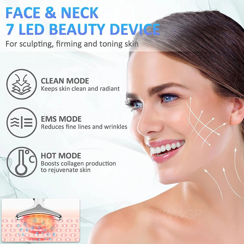 Appareil massage visage & cou LED – Lifting, anti-âge et raffermissement