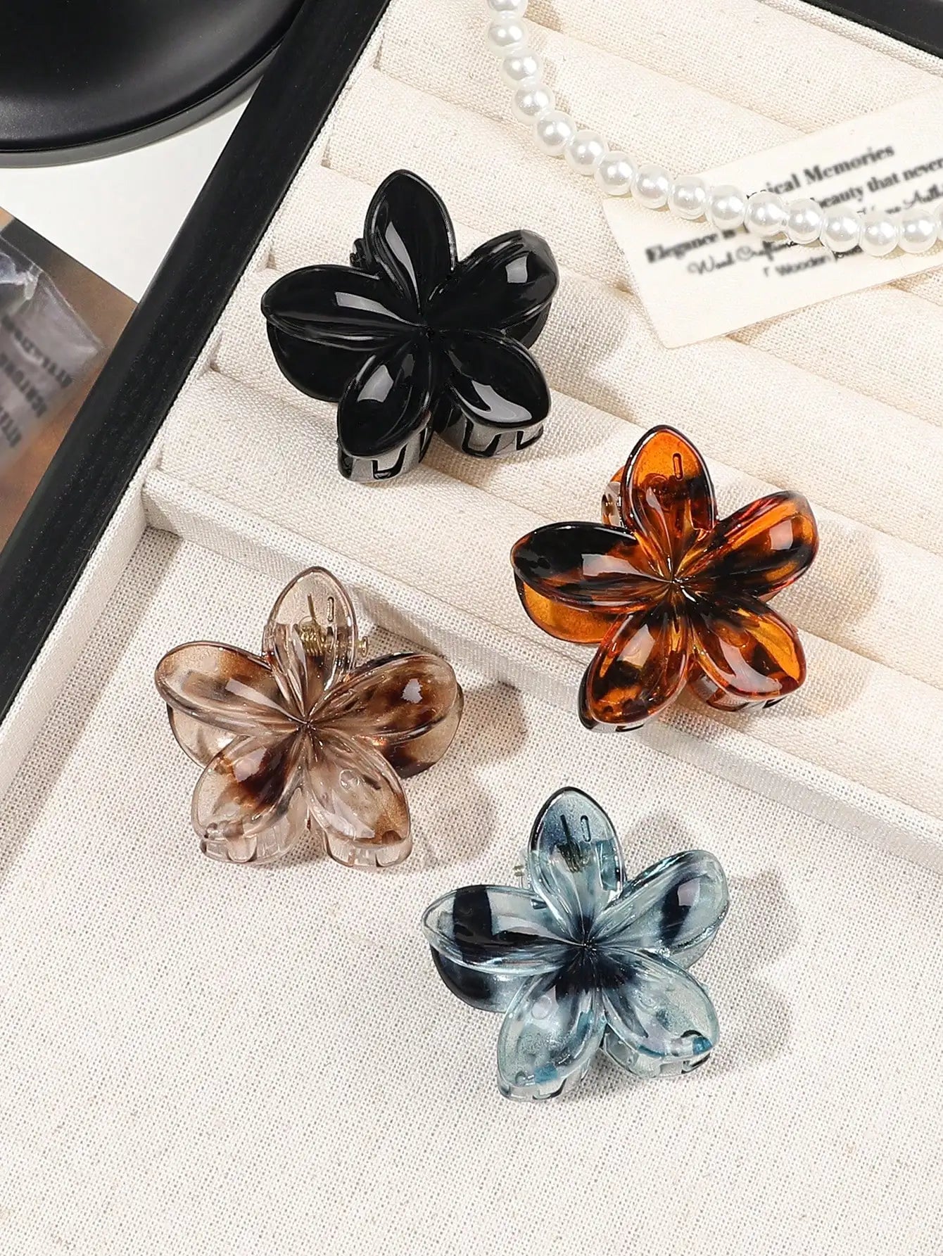 Lot de 4 pinces crabes fleurs multicolores – Accessoires cheveux antidérapants femme & fille