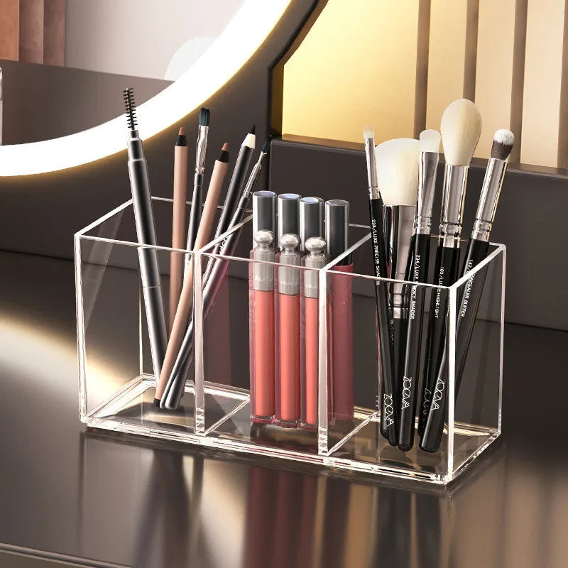 Organisateur de maquillage transparent – Range pinceaux, rouges à lèvres et accessoires beauté