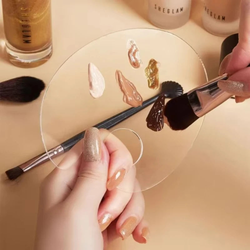 Palette de mélange maquillage en acrylique avec spatule – Fond de teint, fards & pigments