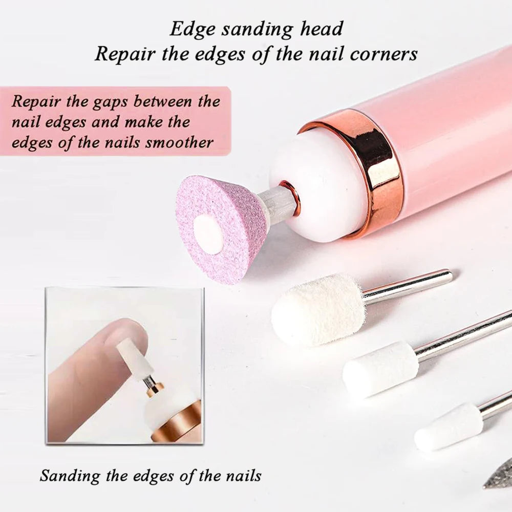 Ponceuse à ongles électrique portable – Kit manucure USB avec embouts et LED