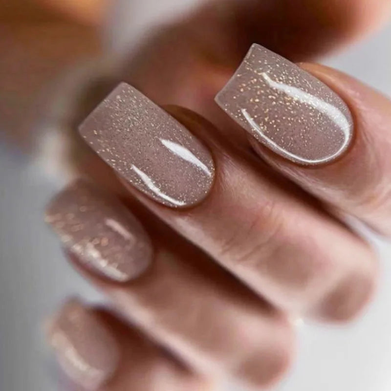 Faux ongles press-on courts carrés – Couleurs unies – 24 pièces