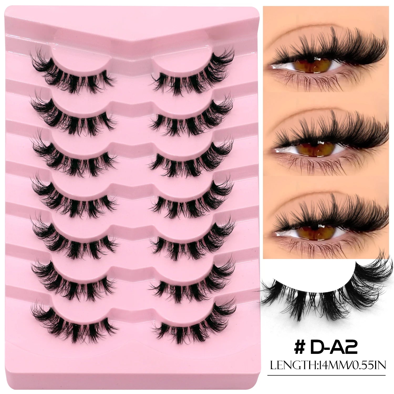 Faux cils 3D effet volume – Bande transparente, style œil de chat, regard intense