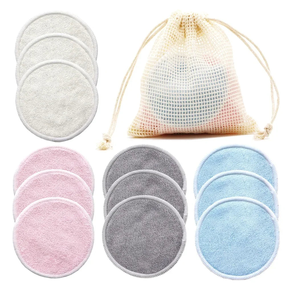 Cotons démaquillants réutilisables en bambou – Lot de 12 disques lavables doux pour la peau
