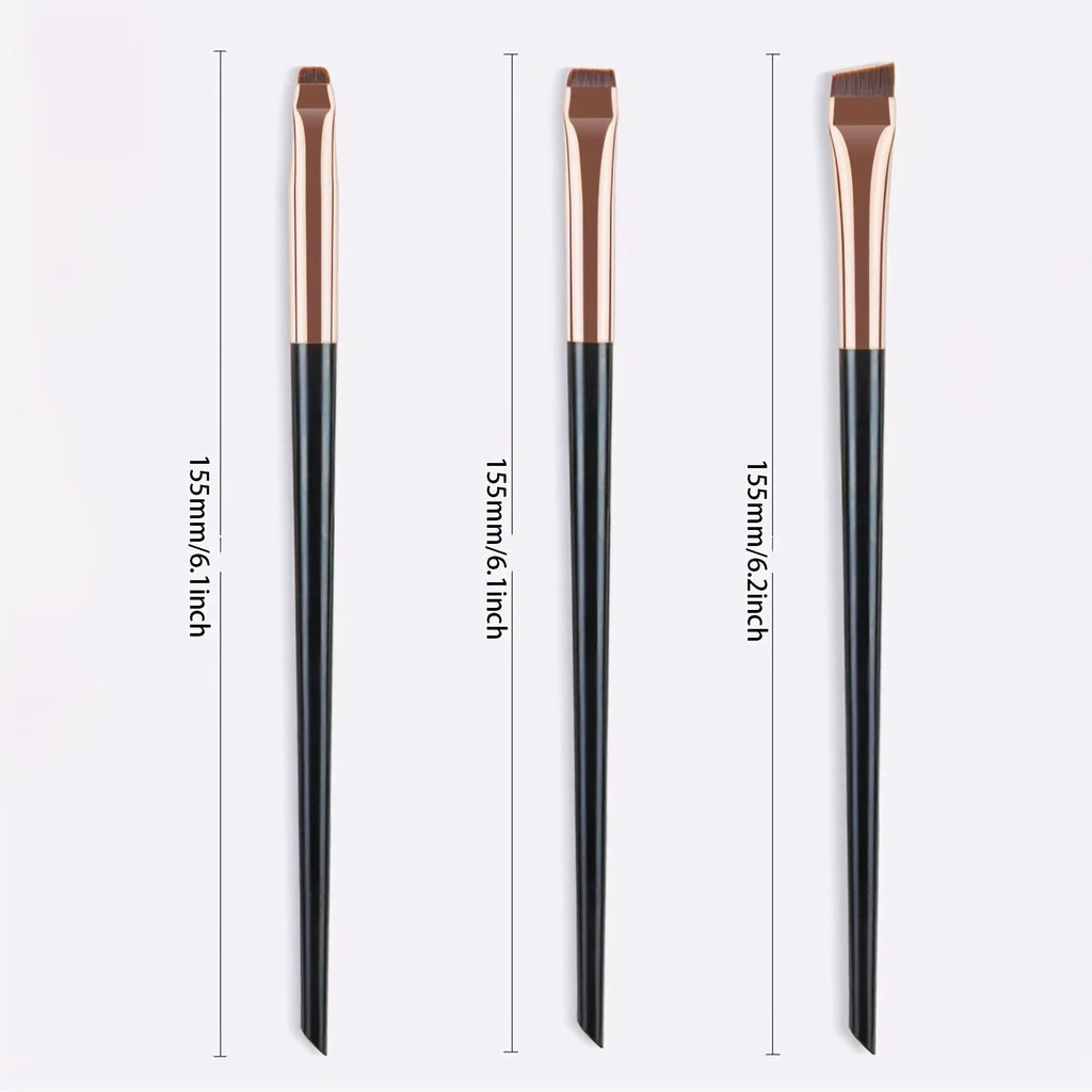 Set de 3 pinceaux maquillage précision – Eyeliner & sourcils biseautés