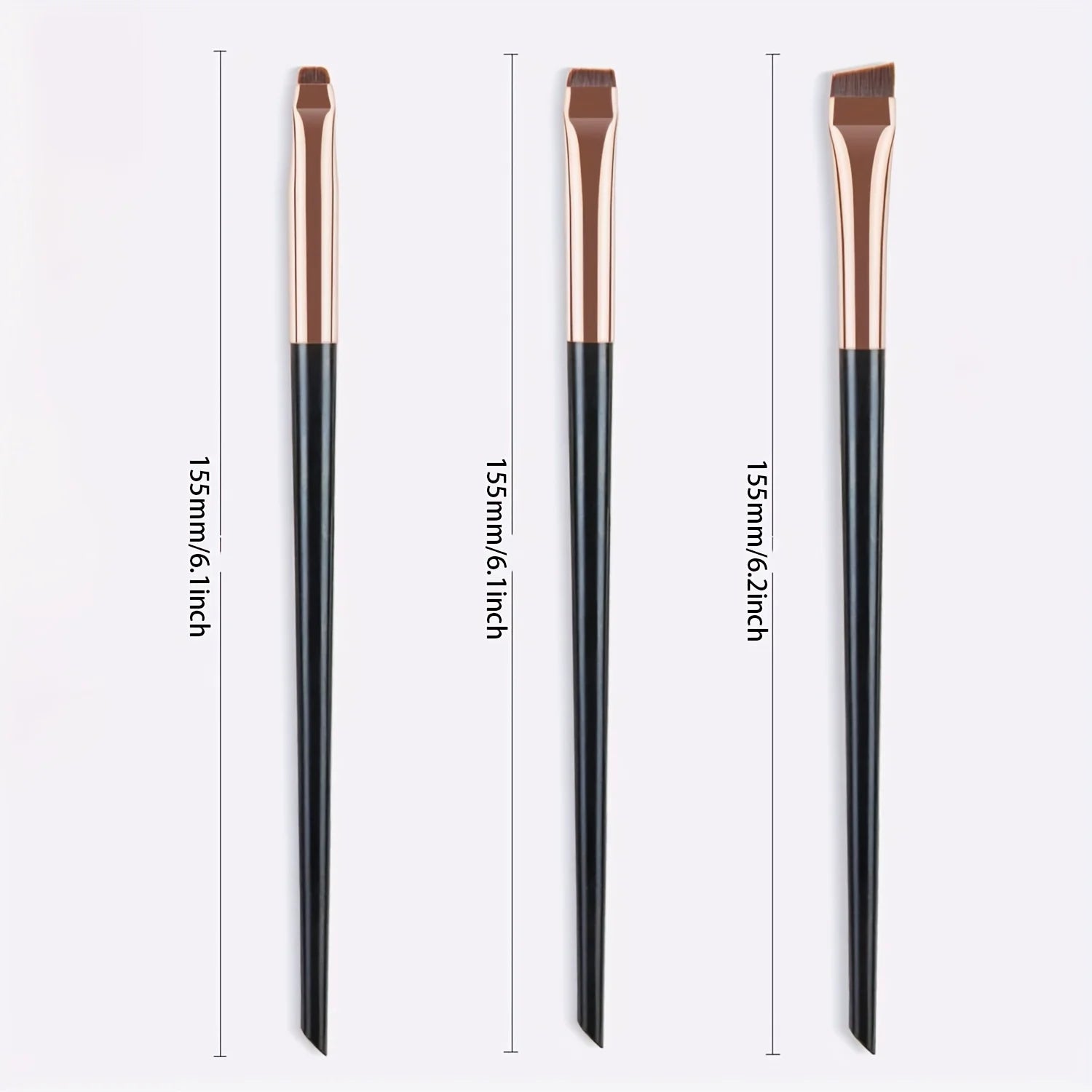 Set de 3 pinceaux maquillage précision – Eyeliner & sourcils biseautés