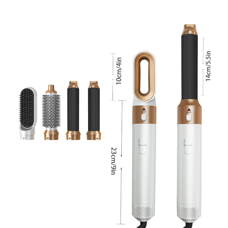 Brosse soufflante 5-en-1 professionnelle – Séchage, lissage & boucles