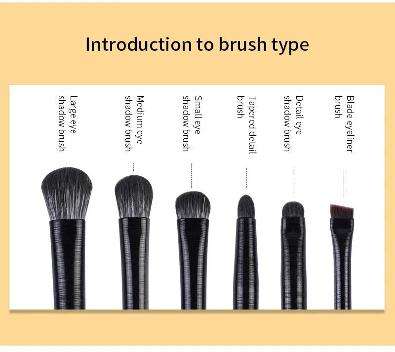 Set de pinceaux yeux professionnel – 6 pinceaux précision pour ombres, eyeliner & sourcils