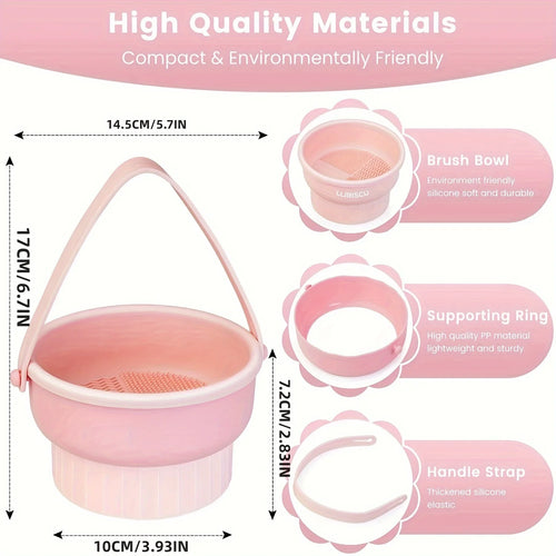 Bol nettoyeur pinceaux maquillage en silicone 3-en-1 – Lavage, séchage et rangement pinceaux & éponges