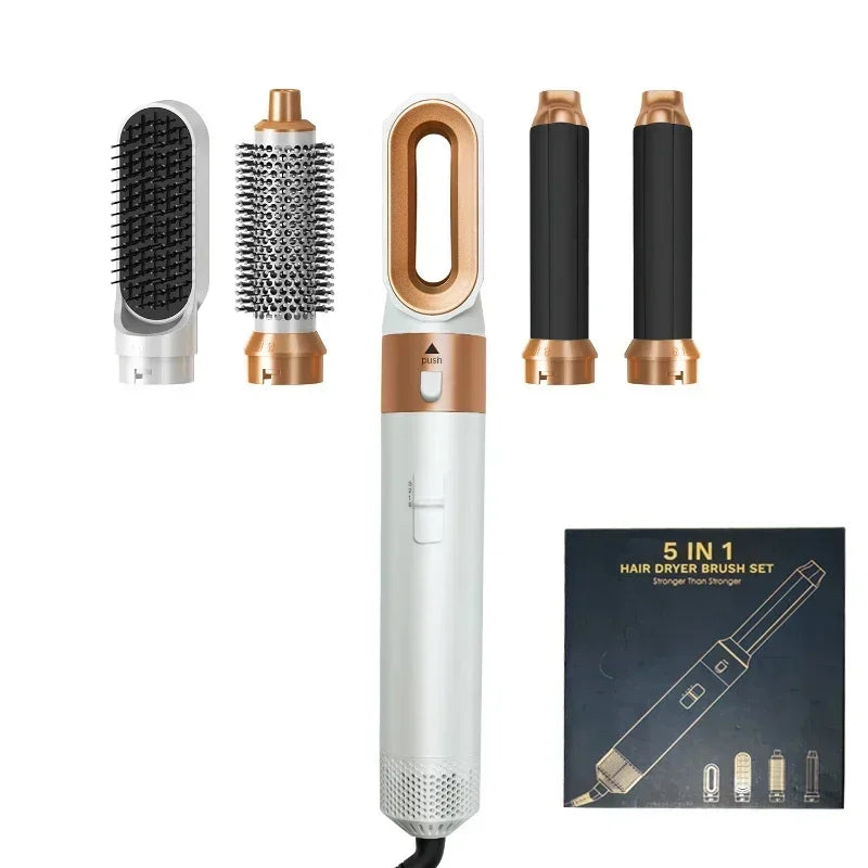 Brosse soufflante 5-en-1 professionnelle – Séchage, lissage & boucles