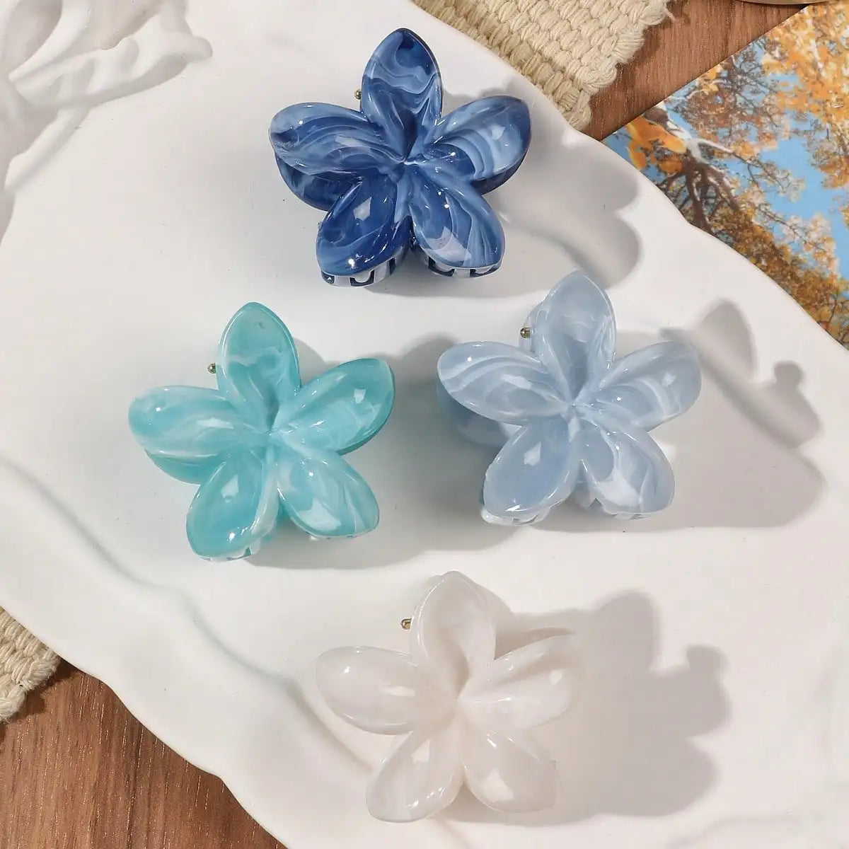 Lot de 4 pinces crabes fleurs multicolores – Accessoires cheveux antidérapants femme & fille