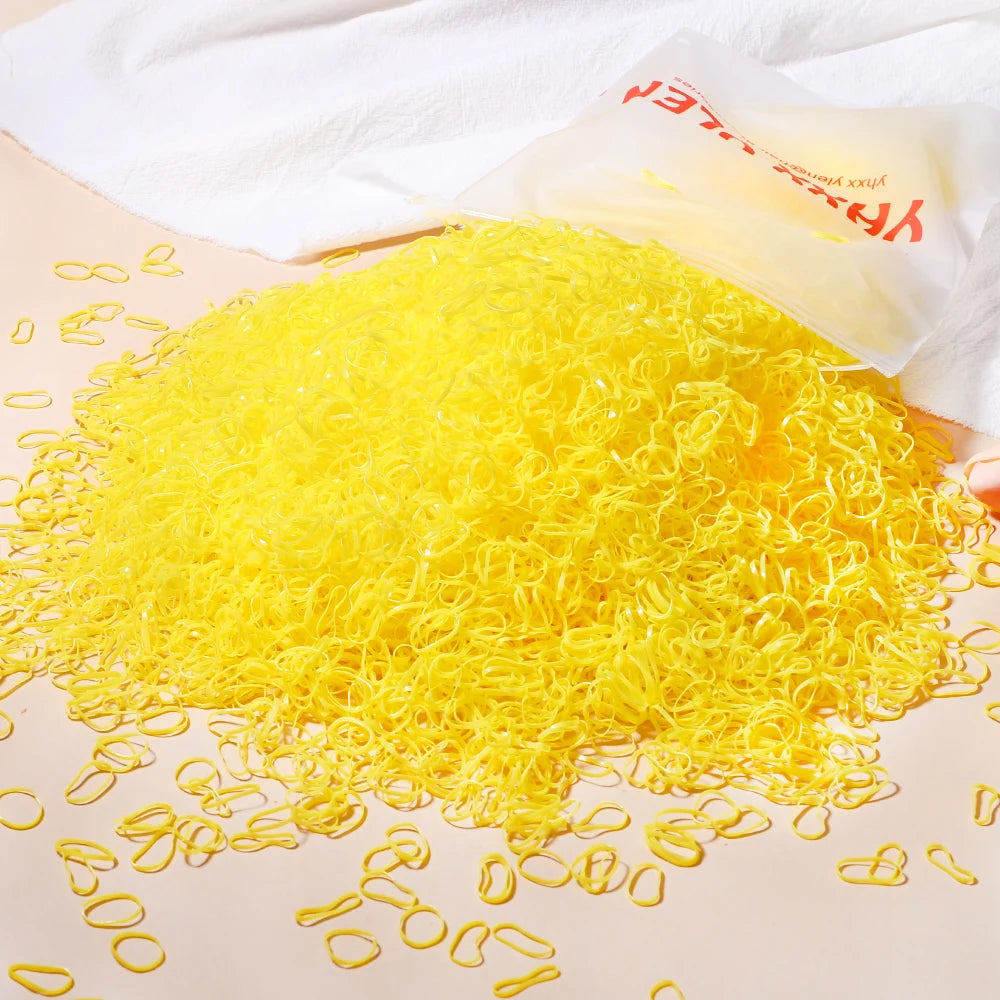 Élastiques cheveux enfant colorés – Lot de 500, 1000 ou 2000 – Mini attaches cheveux jetables en caoutchouc