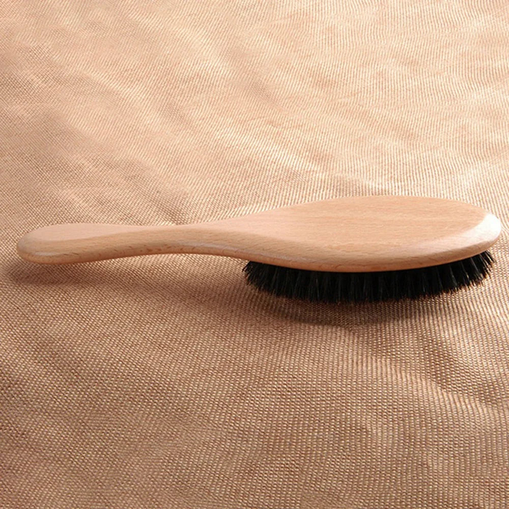 Brosse cheveux en bois à poils de sanglier – Brosse plate naturelle démêlante et lissante