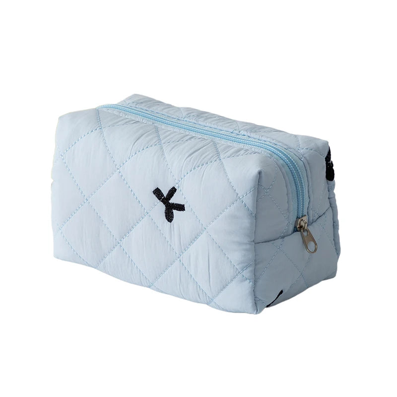 Trousse maquillage matelassée à nœud – Organiseur esthétique & voyage