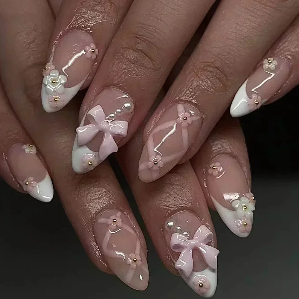 24 Faux ongles press-on design – Capsules ongulaires élégantes, plusieurs formes et styles